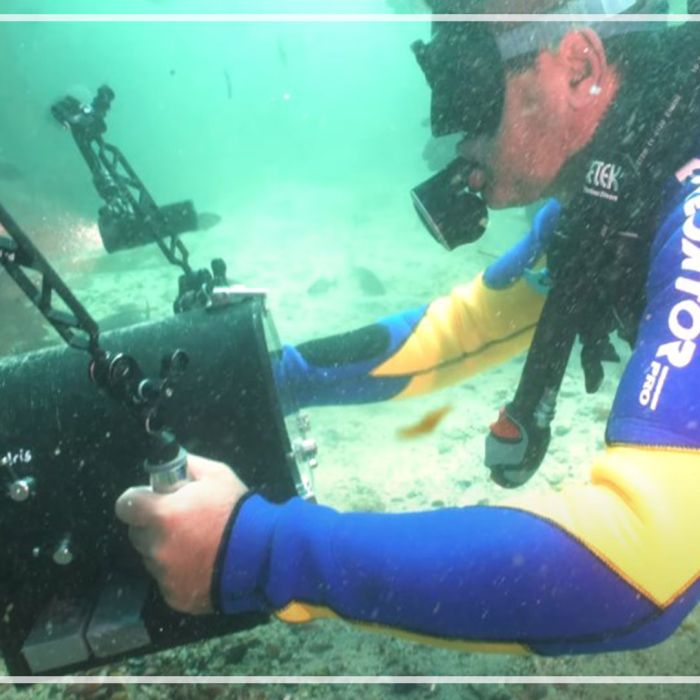 Ryan Johnson filming on SCUBA